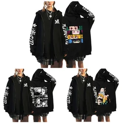 Womens Tracksuit Printing Zipper Hooded Sweatshirt Casual Loose Coats Harajuku Trend Tops Streetwear Sport Jogging Jackets S-3XL