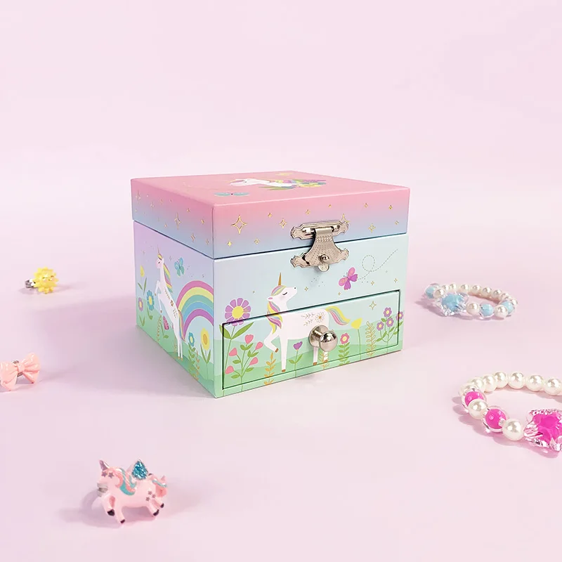 

Jewelkeeper Girls' Music Boxes With Drawer Rotating Unicorn Doll Music Box, Rainbow Pink Jewelry Storage Box