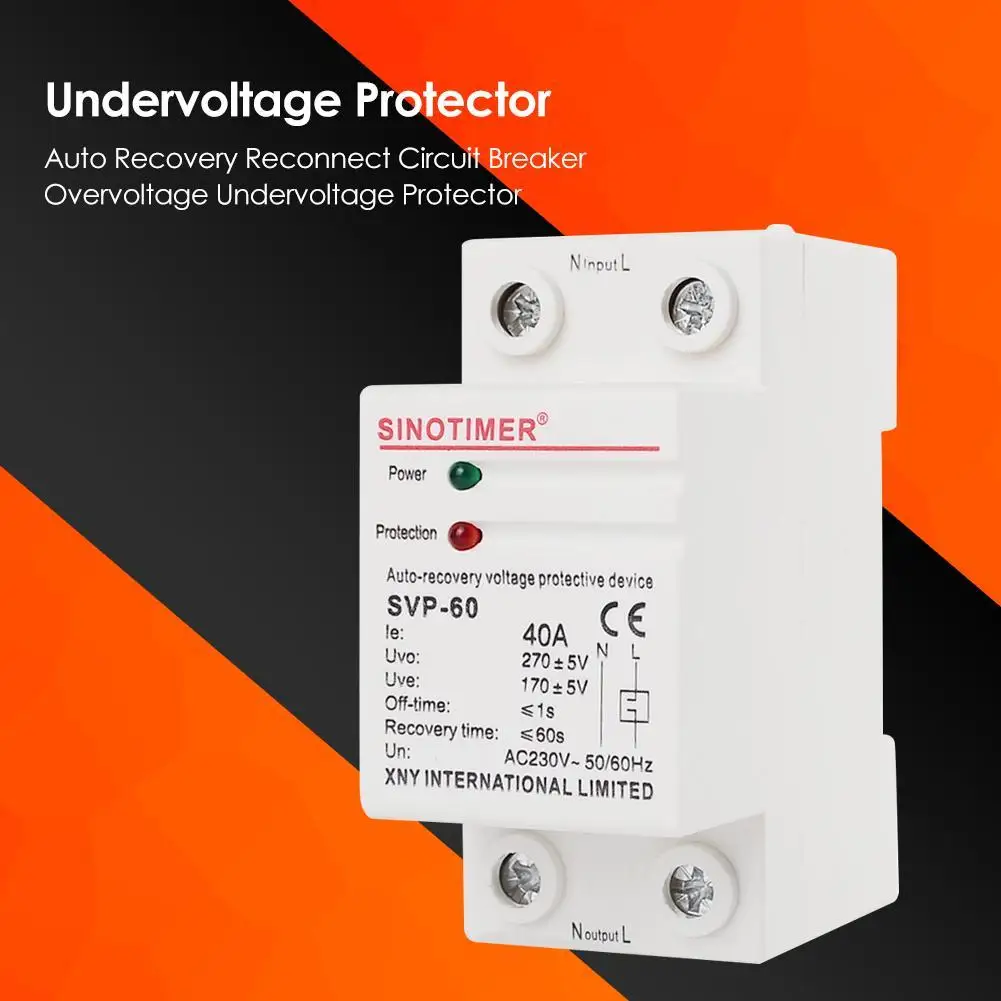 50/60Hz 40A Self-reset Relay Overvoltage Undervoltage Protector Circuit Breaker