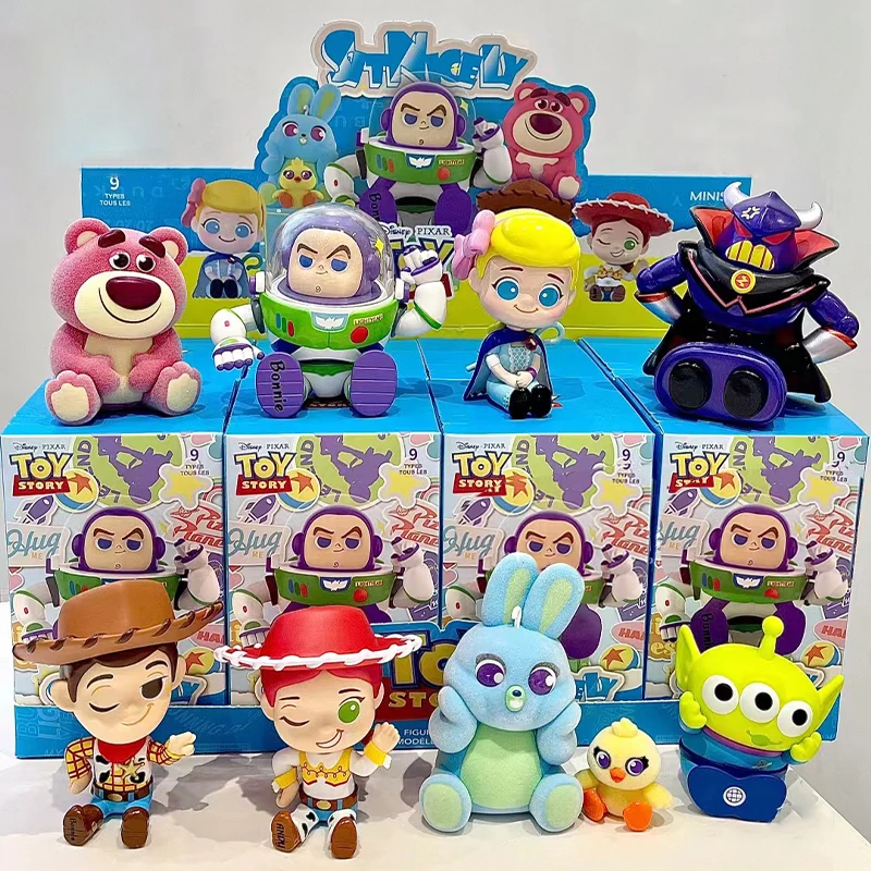 Authentic Disney Pixar Sits in Blind Box Buzz Lightyear Lotso Alien Model Tabletop Decoration Figure Model Dolls Toy