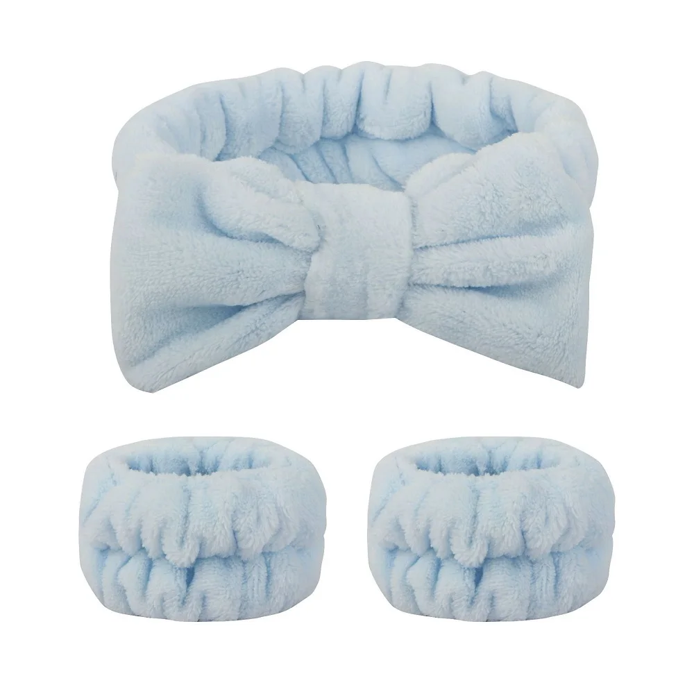 Flanell-Stirnband mit Schleife vorne, elastisches Stirnband, Gesichtswasch- und Make-up-Stirnband, wasserdichte Handgelenkabdeckung, Haargummi-Stirnband – Detail 12