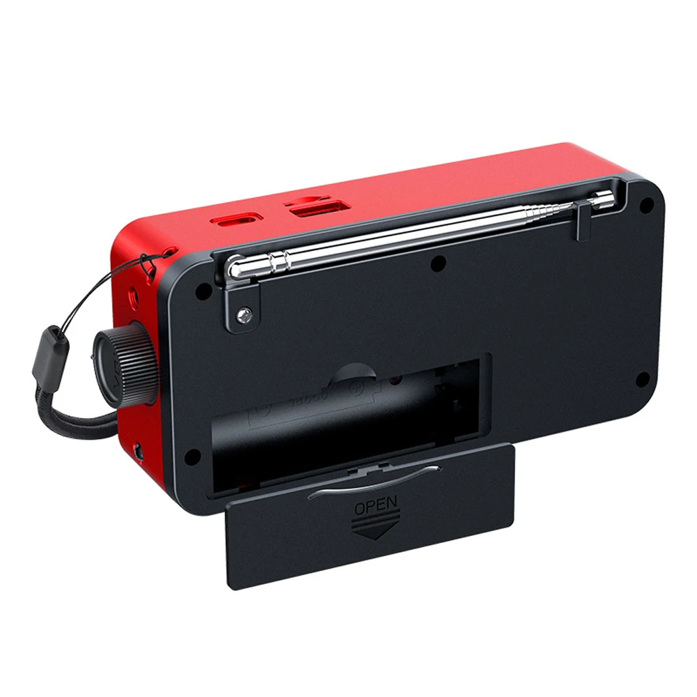 راديو FM محمول قابل لإعادة الشحن سمّاعات بلوتوث USB TF مشغل MP3 مع إضاءة LED 3.5 مللي متر سماعة جاك راديو خارجي استقبال FM