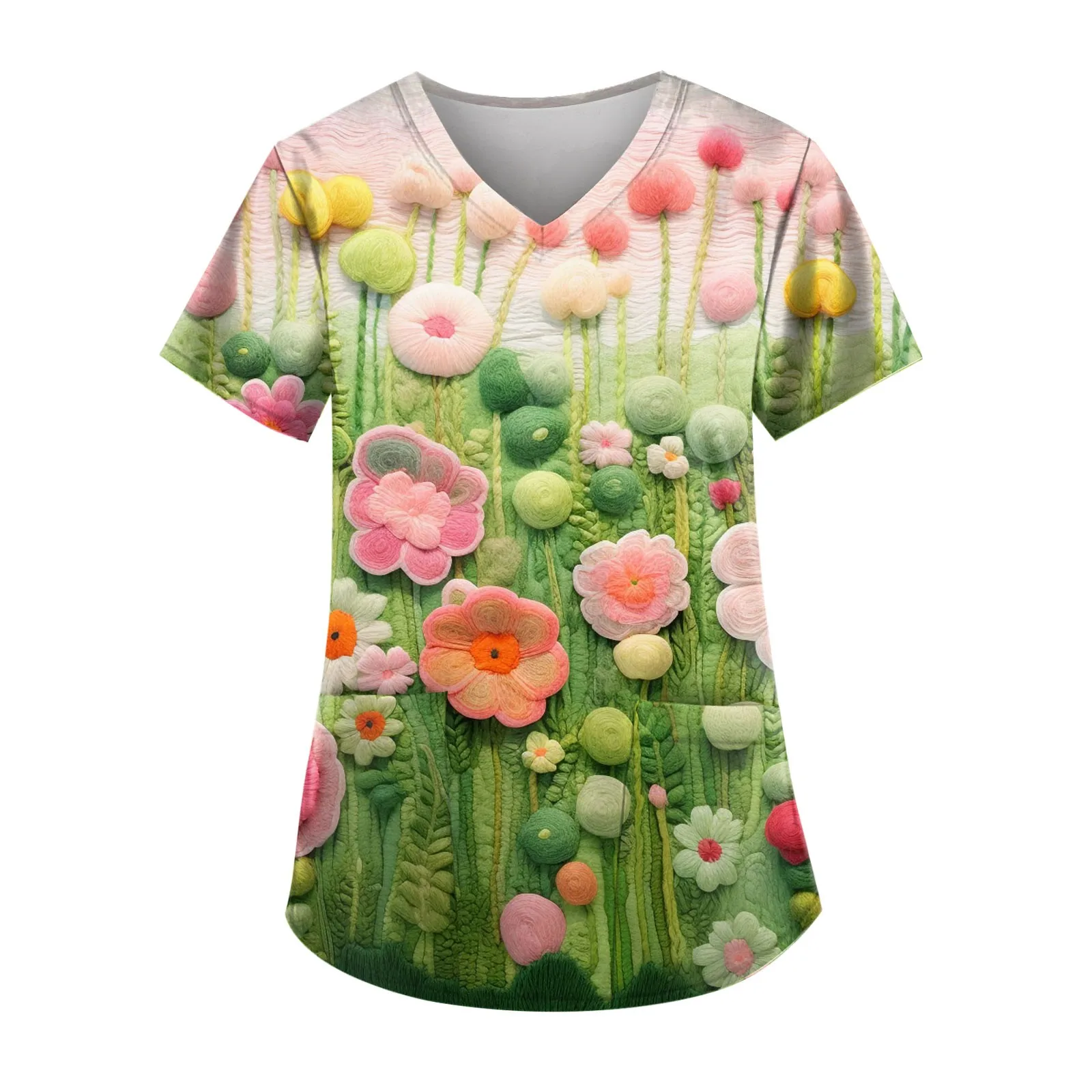 

Women Nurse Uniform Floral 3d Print Tops V-Neck Pocket Medical Uniforms Nursing Scrubs Tops Working Clothes Uniforme Enfermera