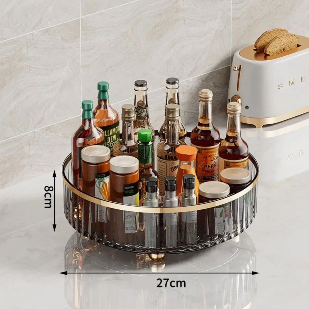 yesLazy Susan Rotating Turntable Spice Rack Cabinet Pantry Tray Cosmetic Box Kitchen Storage Organizer