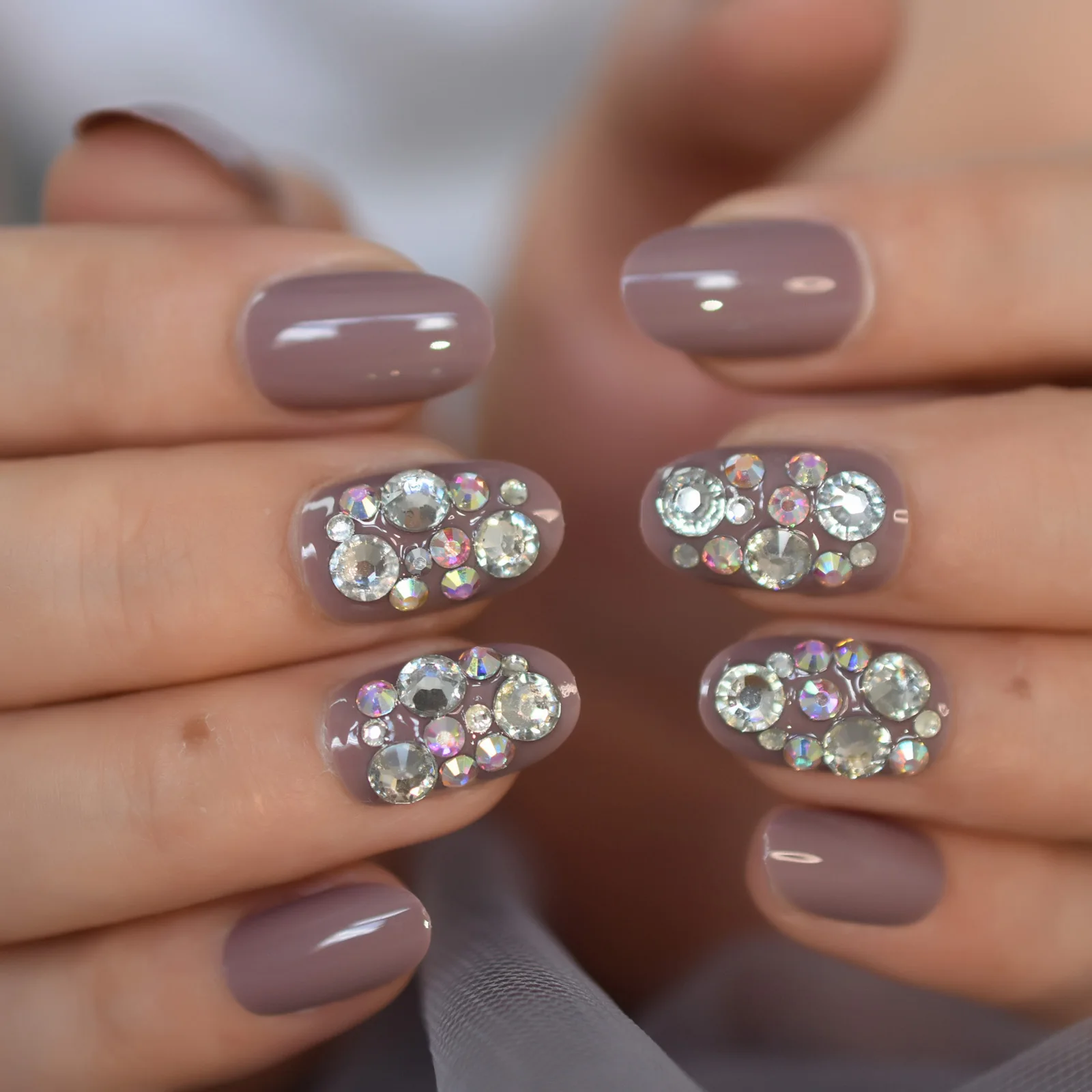 Cristal diamante gemas decoração imprensa em unhas falsas brilhante uv cobertura completa oval falso prego salão manicure uso diário dicas