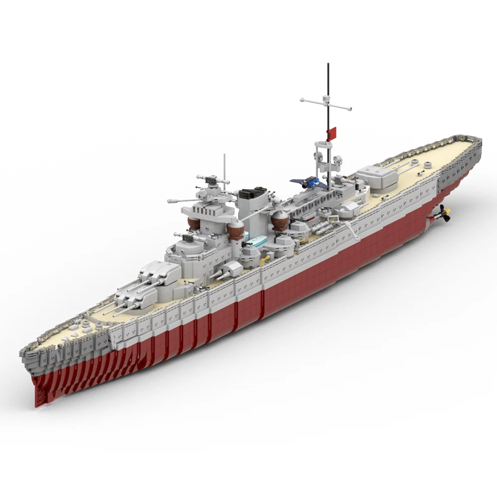 

MOC WWII German Gneisenau Battle Cruiser Building Block Set Bismarck/IJN-Yamato Shiped Graf Zeppelin Model Bricks Kids Toy