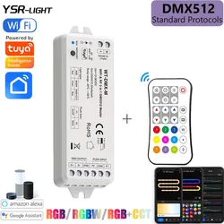 12-36VDC Tuya WiFi DMX512 Master 3 w 1 RGB/RGBW/RGB + CCT Pixel Bogate efekty dynamiczne z pilotem R9 dla Google Alexa Smart Life