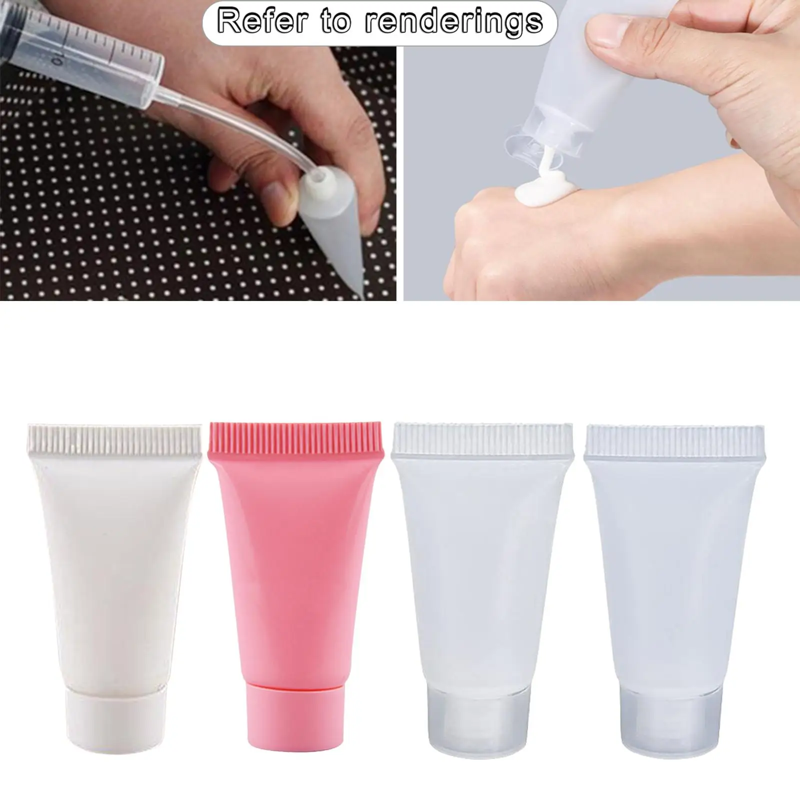 100x lege fles 5 ml plastic herbruikbaar met doppen voor cosmetische reismake-up