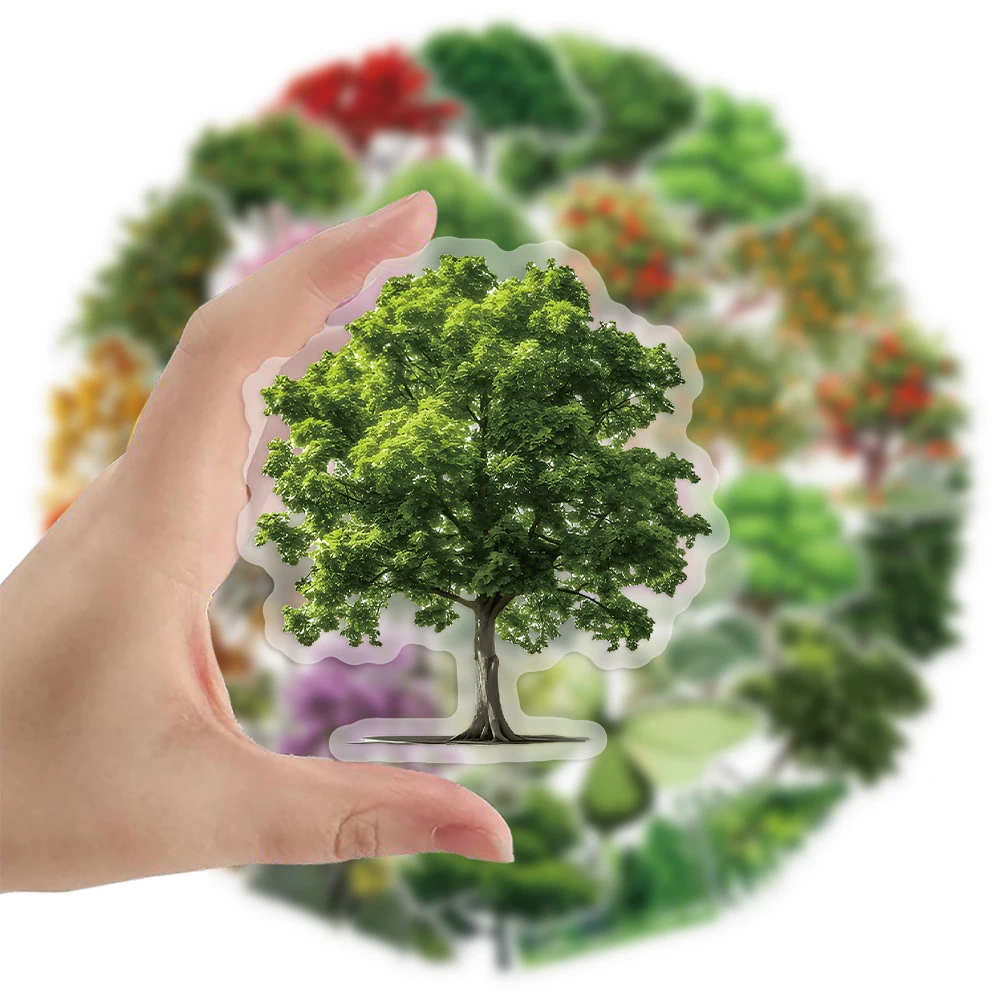10/30/50pcs Natural Tree Plants Landscape Stickers Forest Transparent Sticker Notebook Luggage Phone Cartoon Waterproof Decals