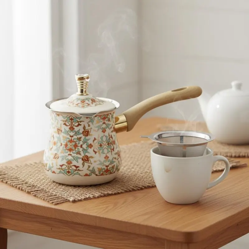 Turkish Coffee Pot Versatile Cezve Mini Sauce Pot with Spout Even Heat Distribution Long Handle Saucepan Stain Resistant view 5