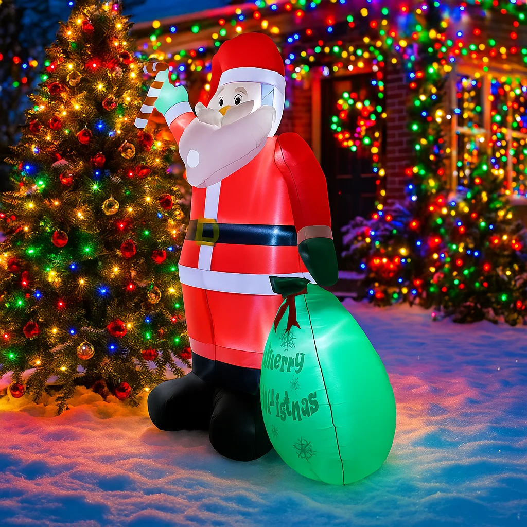 2.4 متر/7.8FT نفخ سانتا كلوز عقد أضواء قصب الحلوى LED ديكورات المنزل اللعب ساحة عيد الميلاد عطلة عيد الميلاد الإضاءة ديكور
