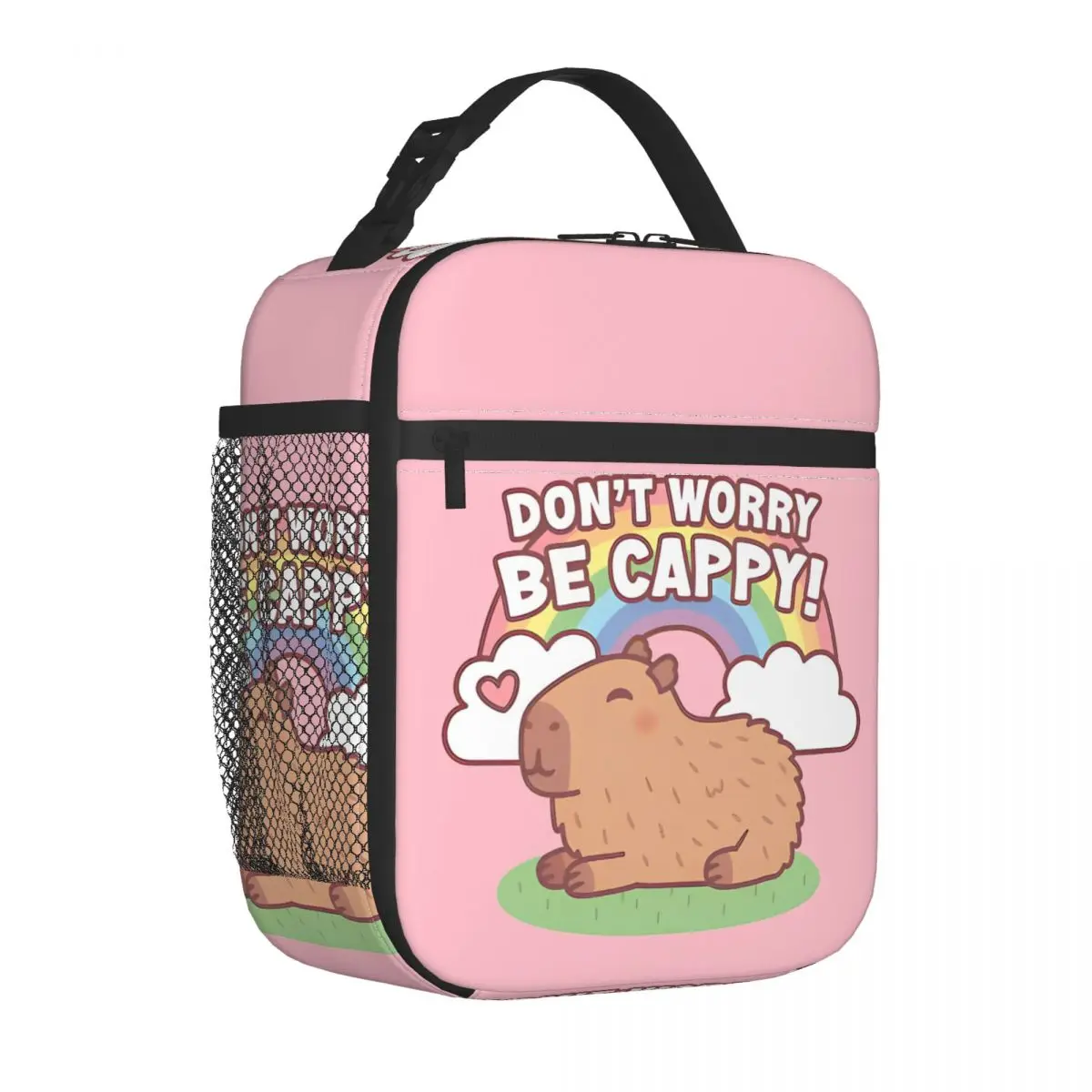 Cute Capybara And Rainbow Insulated Lunch Bags Cooler Bag Meal Container Portable Tote Lunch Box Food Storage Bags School Travel