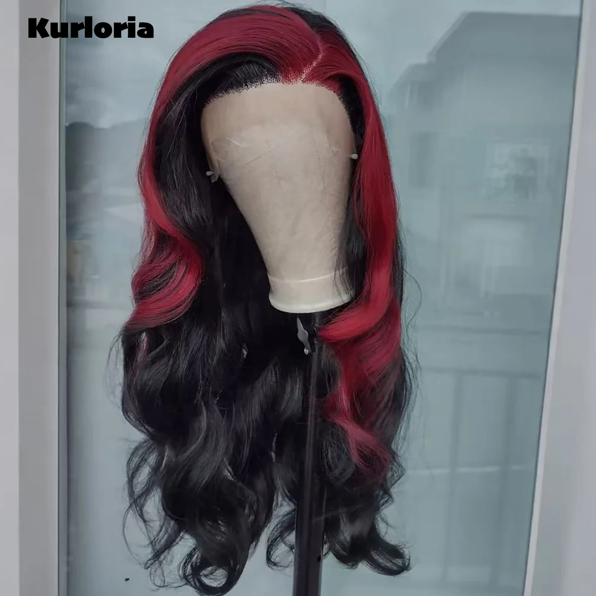 Body Wave Half Black Half Red Side Part Lace Front Wig 13x4 13x6 HD Transparent Lace 100% Human Hair Glueless Wear and Go Wig