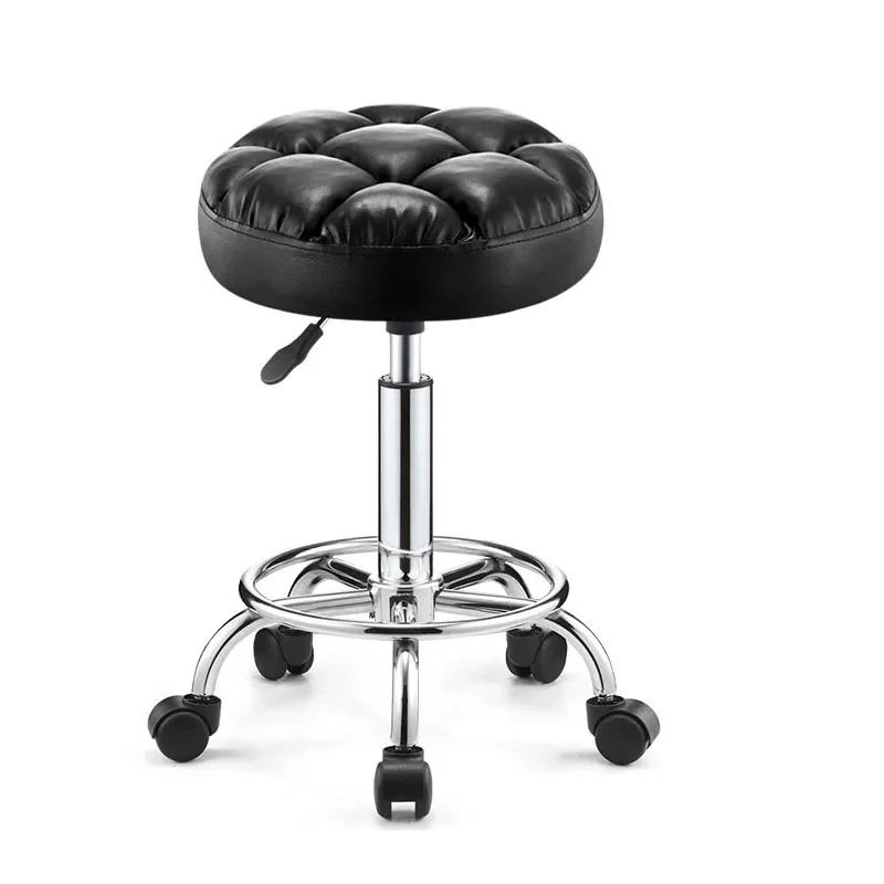 

Rotary Lifting Chairs with Wheels, Round Stool, Hairdressing Chair, Beauty Salon, Barber Shop Furniture, Customized Manicure