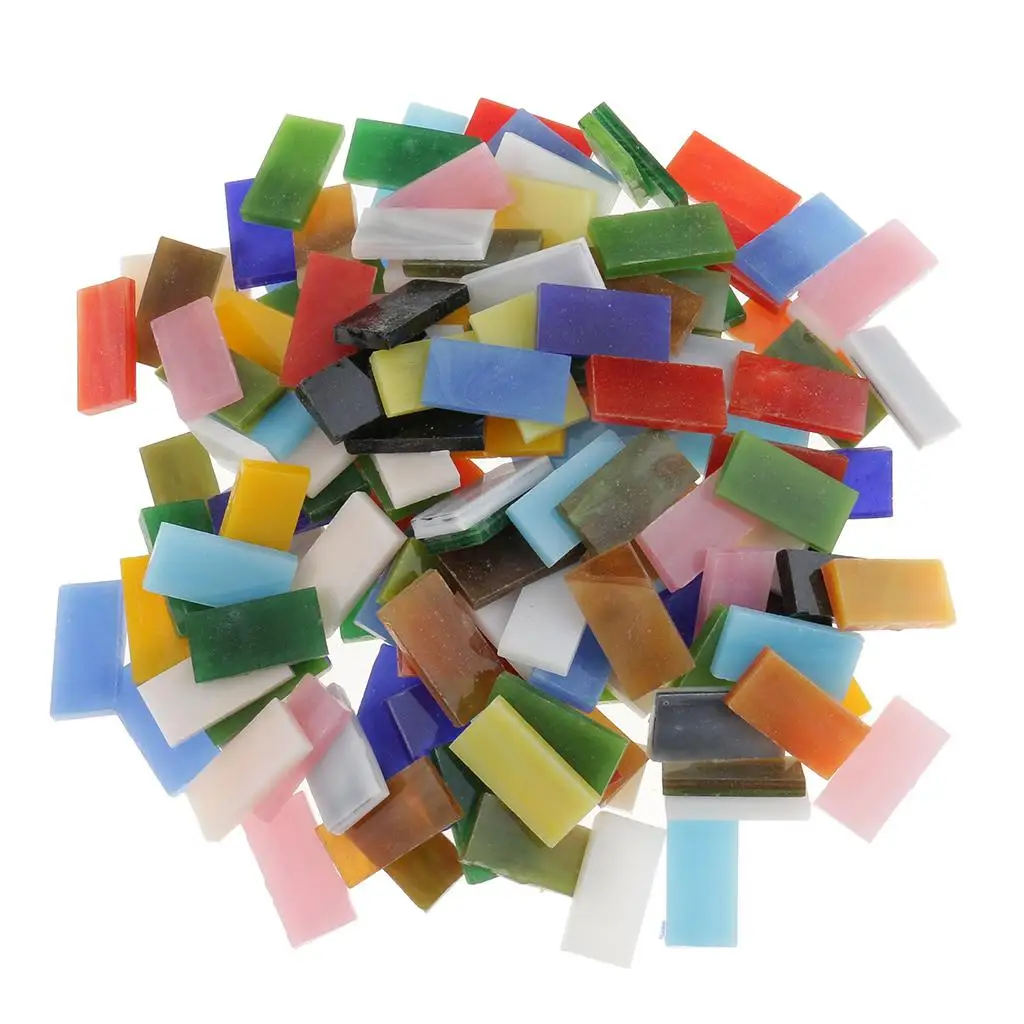 

2X 150 Pieces Rectangle Shape Assorted Colors Glass Pieces Mosaic Tiles Tessera