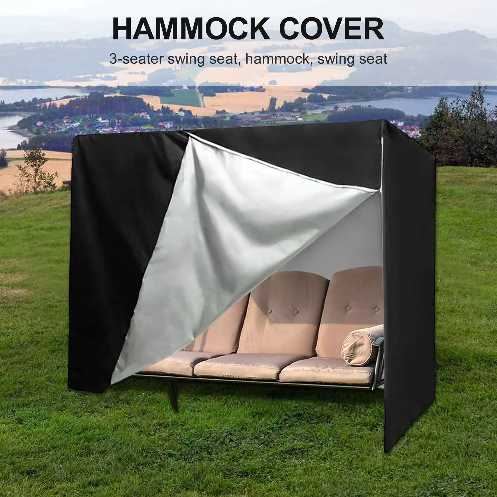ABRN-Garden Swing Cover 3-Seater Swing Hammock Cover Outdoor Garden Patio Protector Sun Shade Waterproof Chair Cover