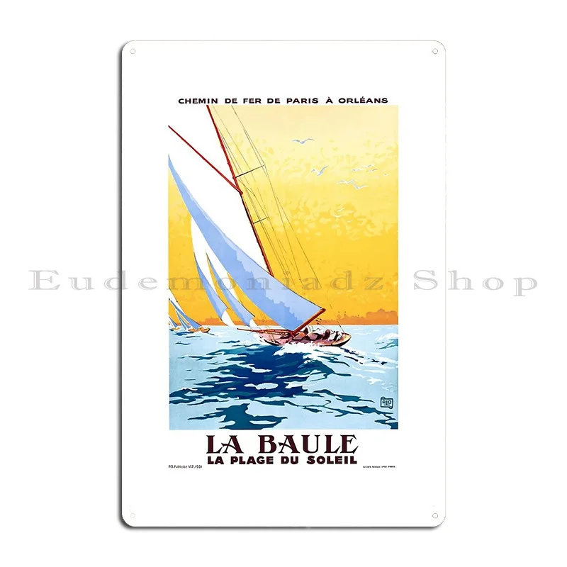 France 1931 La Baule La Plage Du Soleil Charles Hallo Metal Plaque Garage Design Pub Funny Bar Cave Designing Tin Sign Poster