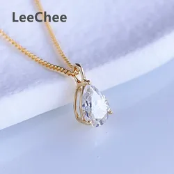 18K Yellow Gold Pendant 0.8CT Real Moissanite Necklace 5*7MM VVS Lab Diamond Fine Jewelry with Certificate AU750 White Rose Gold