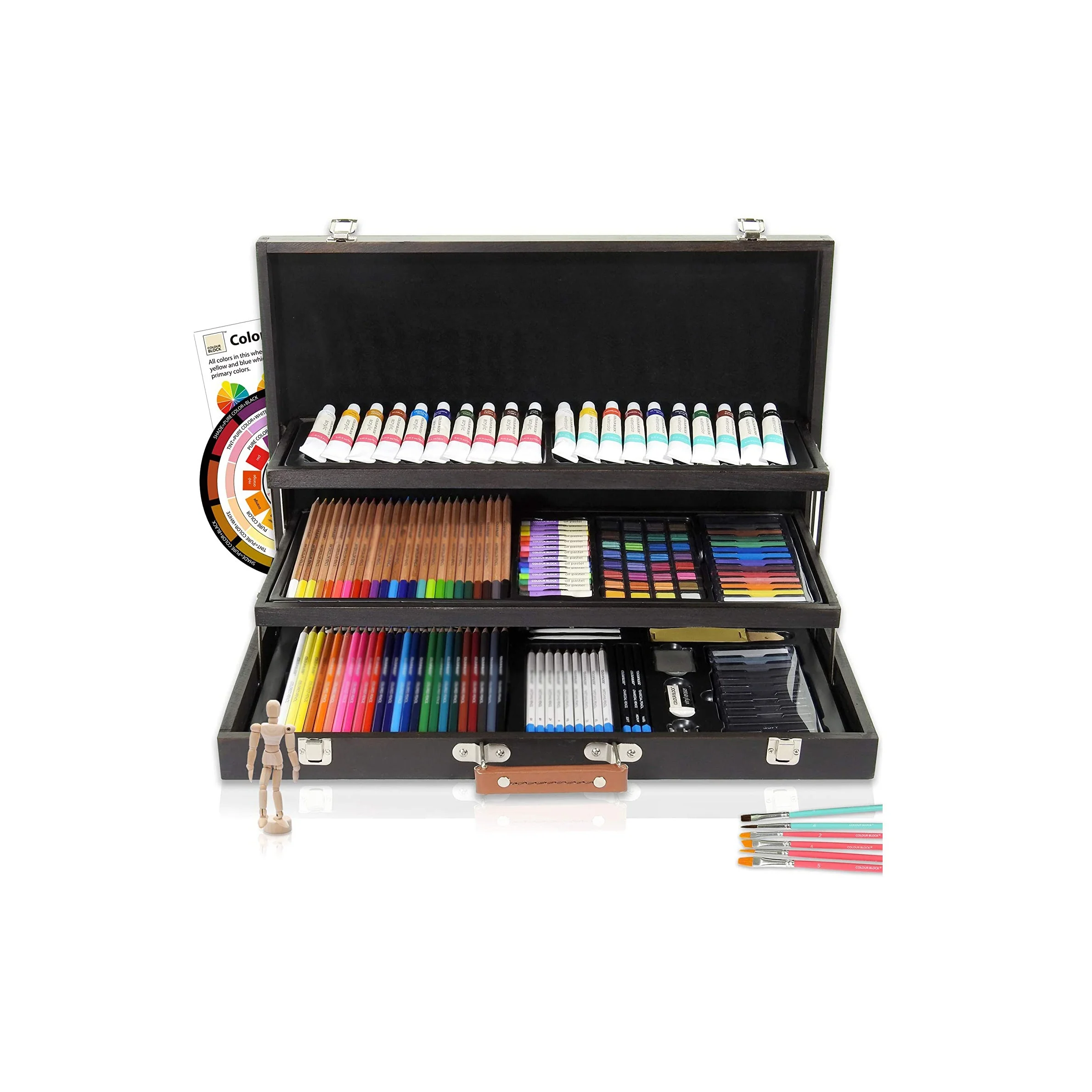 

Wholesale High Quality Professional 181pcs Wooden Box Package New Design Art Set Painting Drawing Art Set