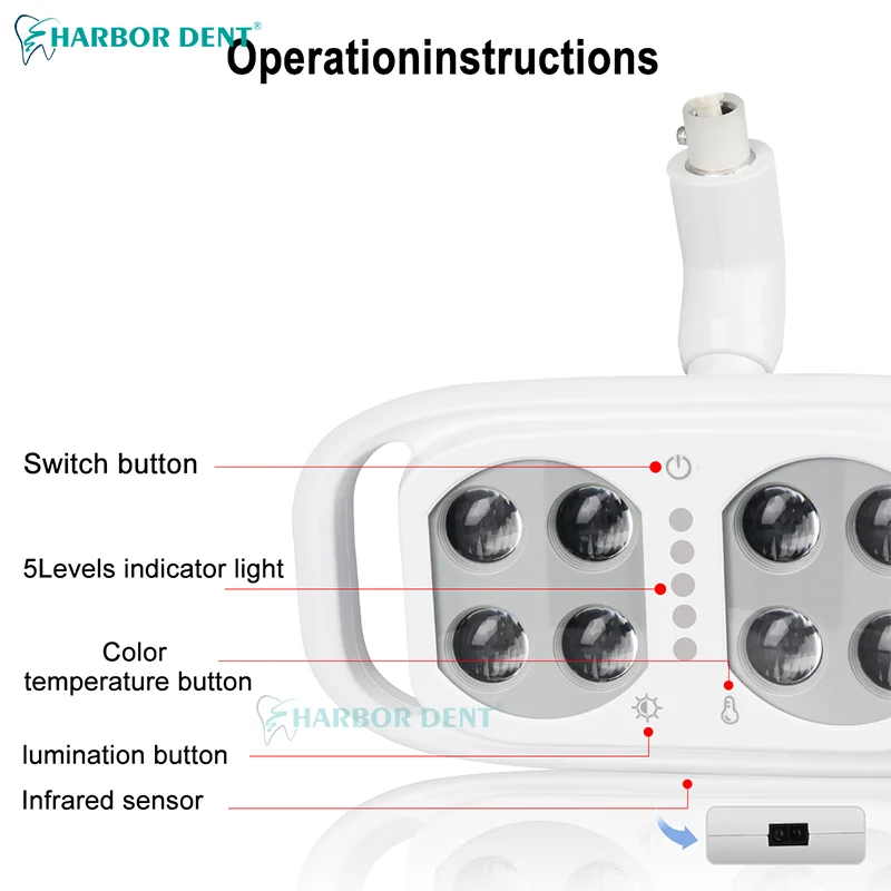 New 8 LED Dental LED Lamp Oral Light  For Chair Light Bicolor Adjustable Brightness Lamp With Touch Screen Teeth Whitening Oral