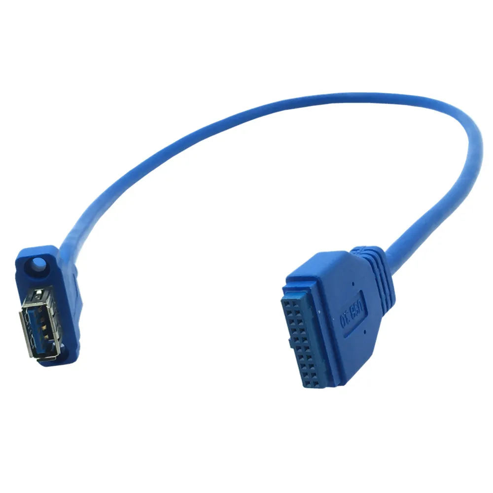 Single Port USB 3.0 Female Screw Mount Panel Type To Motherboard 20Pin Cable 0.5M 50cm