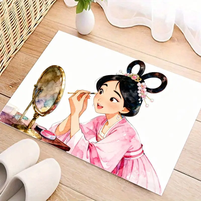 1 قطعة لطيف أنيمي فتاة ماكياج الغرور الكلمة حصيرة ، Kawaii النمط التقليدي الكرتون الأميرة خلع الملابس منطقة البساط ، لينة عدم الانزلاق ديكور