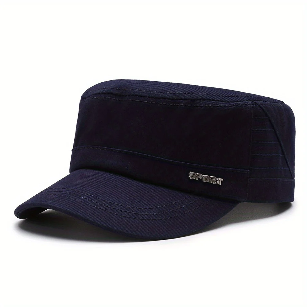 Men's Hats for Spring, Summer, and Autumn Korean Style Flat-Top Hats Outdoor Fabric Sun Hats for Young and Middle-Aged Casual Fashion Solid Color Baseball Caps