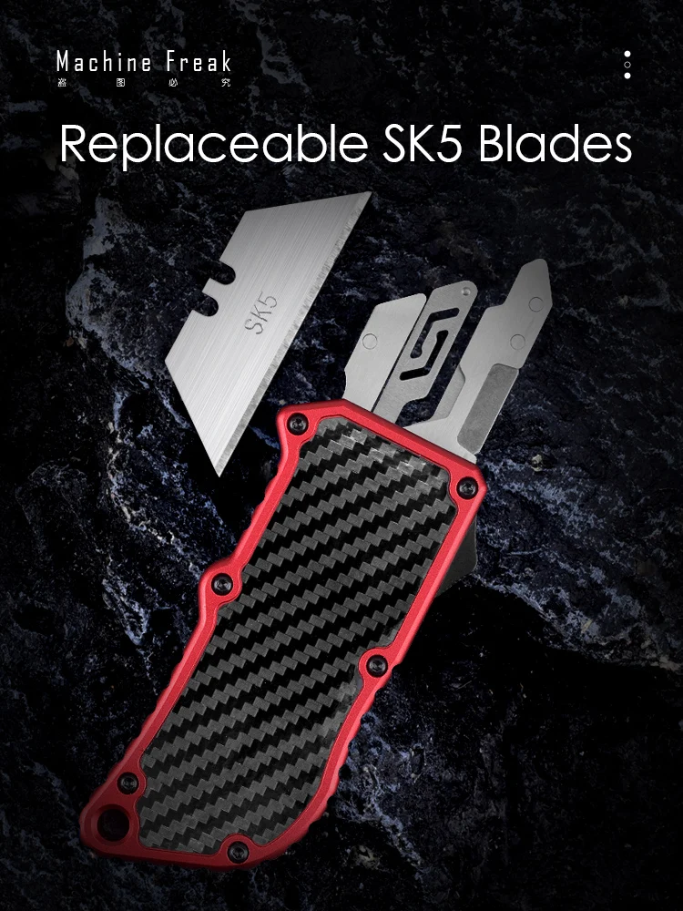 EDC OTF Utility Knife Carbon Fiber Paper Knife Wallpaper Cutter Aluminum Alloy Handle Exocet SK5 Blades Pocketknives Original