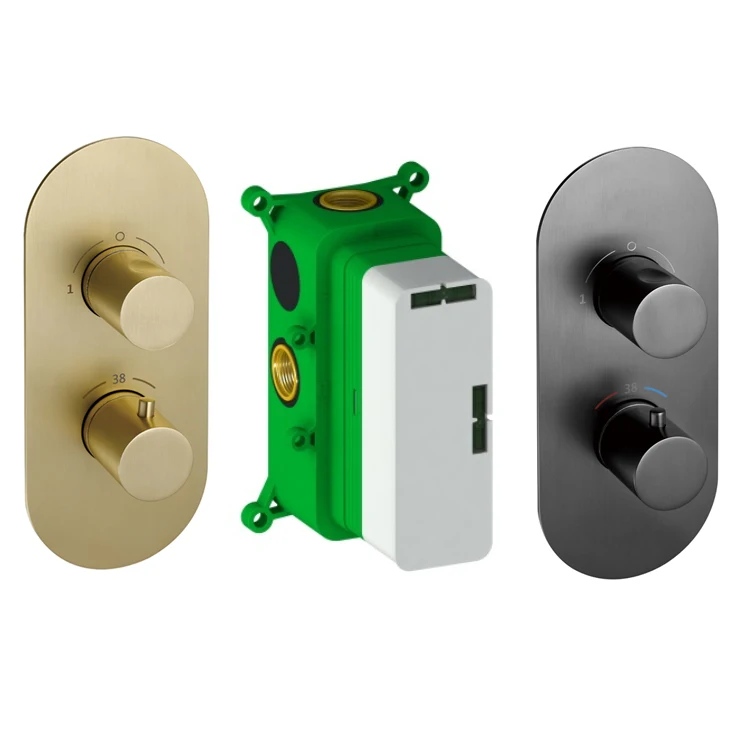 

Thermostatic Concealed Shower Set Two-Function Control Valve with Brass Cover Copper Body