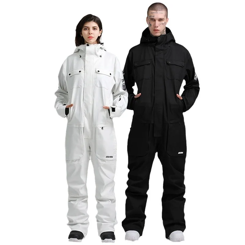 Men's and Women's One-piece Windproof, Waterproof, Breathable, and Warm Single/double Board Double Ski Pants Set