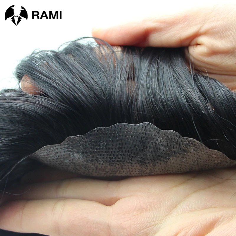 Injection Skin Toupee Male Hair Prosthesis 0.12-0.14mm Durable Full PU Wig For Men 100% Human Hair System Unit Capillary Man Wig