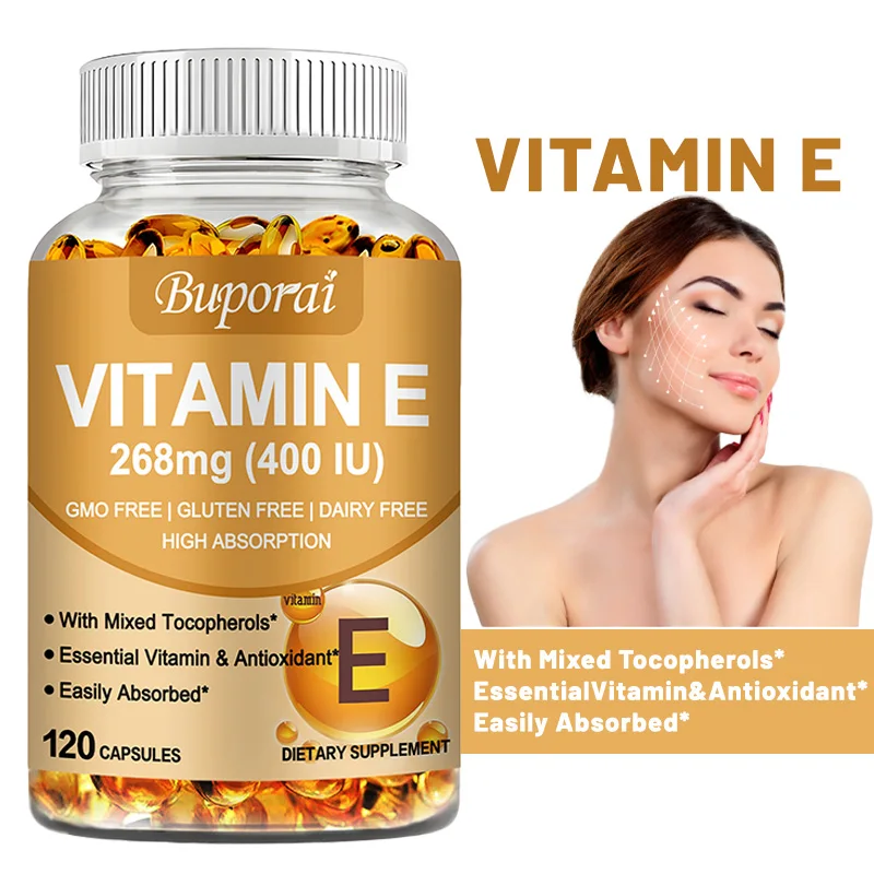 

Vitamin E Capsules 268mg - Anti-aging, Brightens Skin, Reduce Wrinkles, Tightens The Skin, Supports Skin and Heart Health