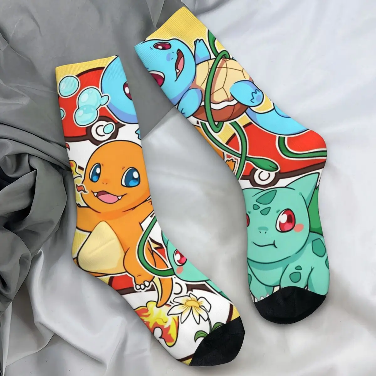 Pokemon Charizard Cartoon Anime Socks Funny Stockings Spring Non Slip Women Men Socks Warm Soft Design Running Sports Socks