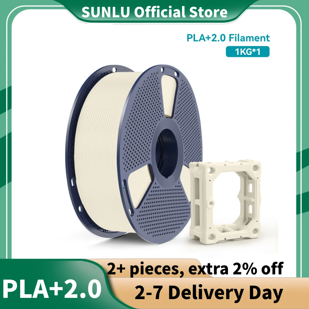 SUNLU PLA + 2.0 1.75mm 1KG, Ultra Wytrzymały (19.8KJ/m² na uderzenie), 2-3 Razy Mocniejszy, Szybkie Drukowanie…