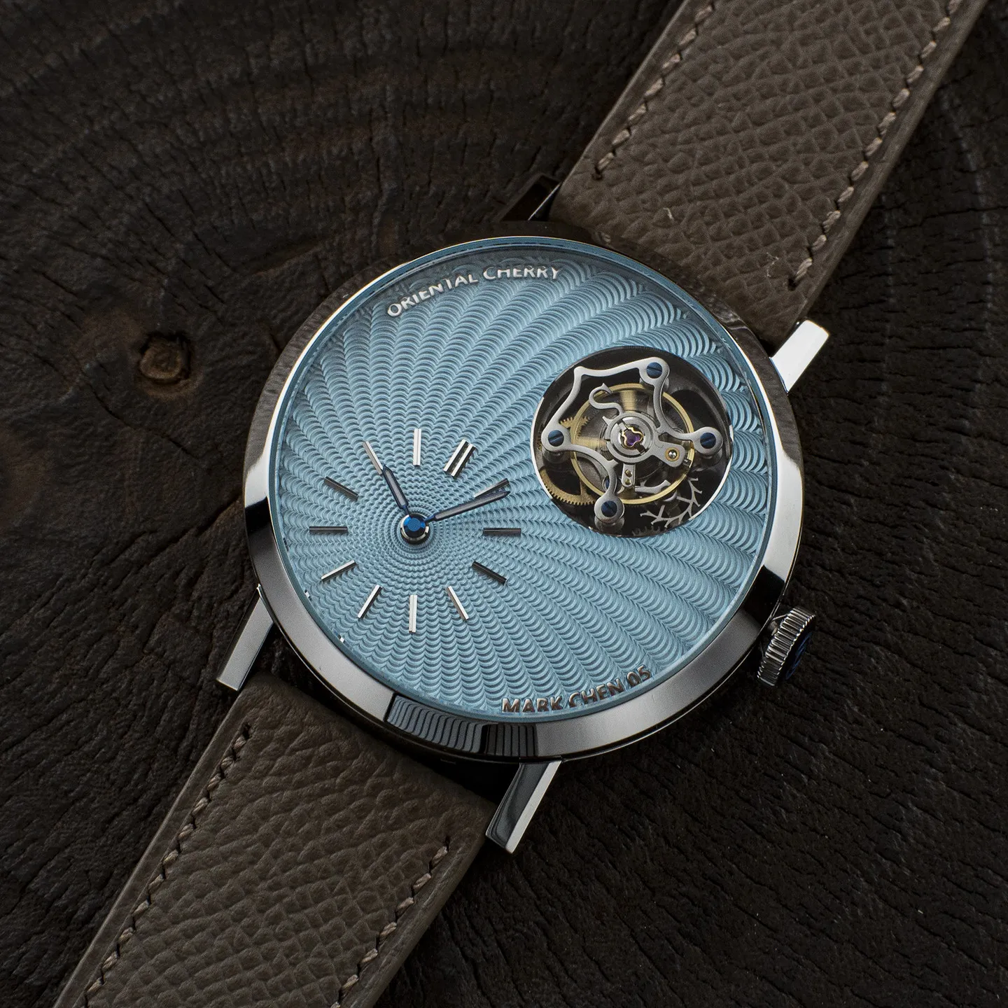 Jichen Sakura MC-05 Tourbillon Mechanical Men's Casual Watch Blue Sandstone Lapis Custom Suspension 6340