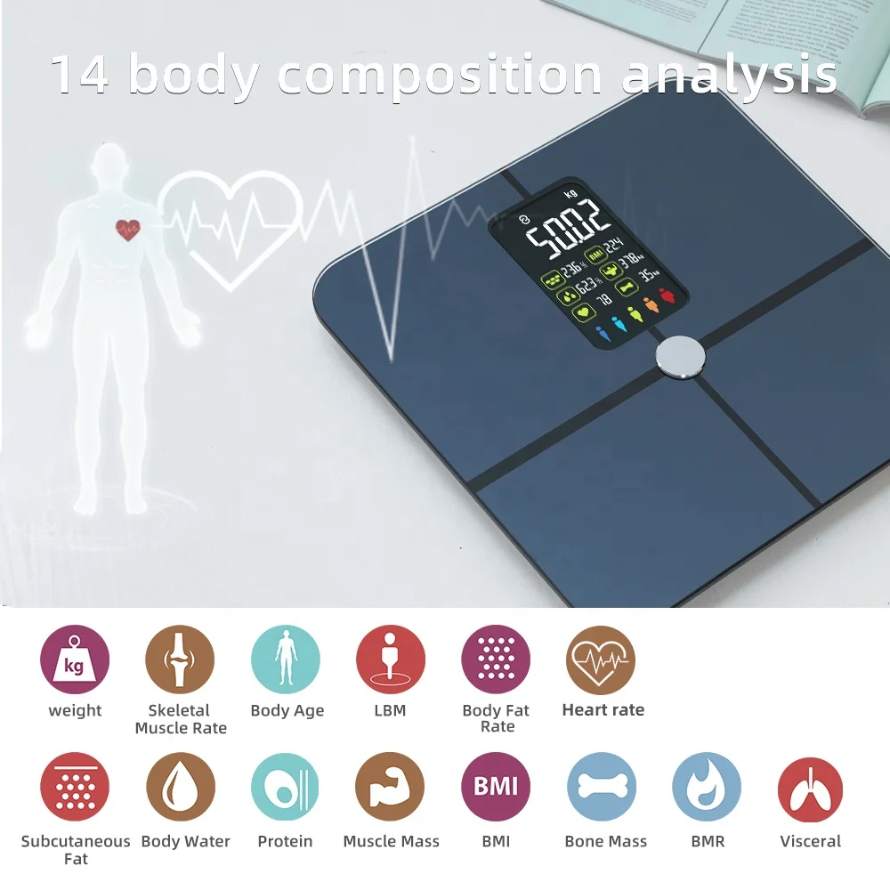 Smart Body Scales Weight Body Fat Scale Fitness Smart Scale BMI Body Composition Analyzer Wireless Digital Bathroom Weight Scale