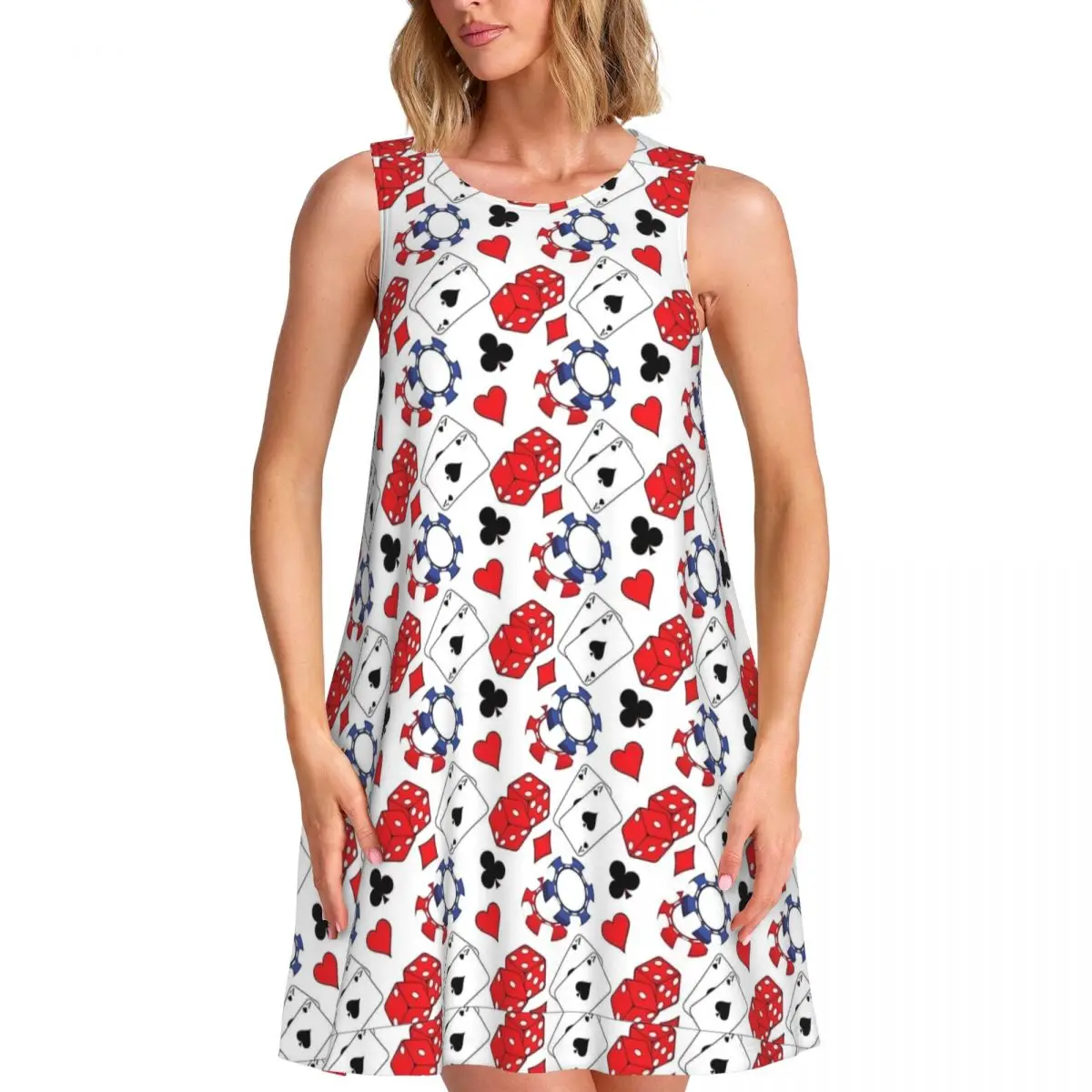 Playing Cards Dress Casino Money Poker Cute Dresses Female Sleeveless Street Fashion Casual Dress Day Print Oversized Clothes