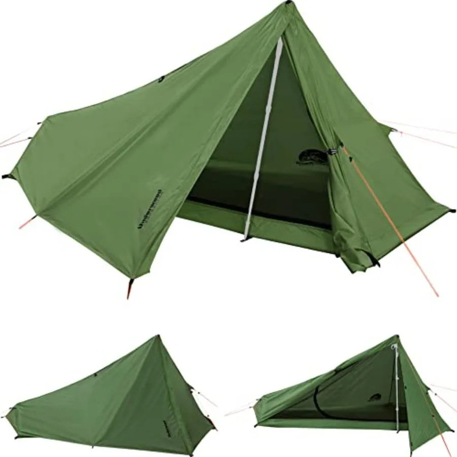 

1 Person Trekking Pole Tent for Backpacking - Ultralight Backpacking Tent, Waterproof Hiking Tent for Camping, Lightweight Camp