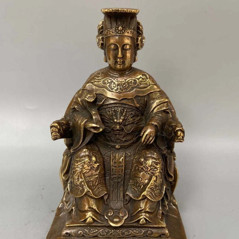 

The Goddess Of The Sea Mazu After The Day Sits On An Antique Bronze Statue For Home Worship And Decoration