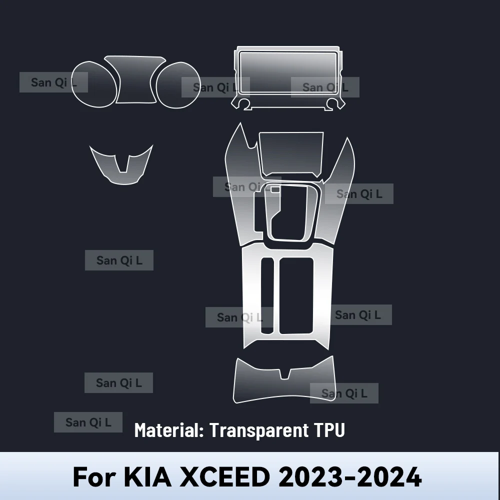 For KIA XCEED 2023 2024 Interior Center Console Clear Protective Film TPU Car Anti Scratch Tint Accessories Refit Set