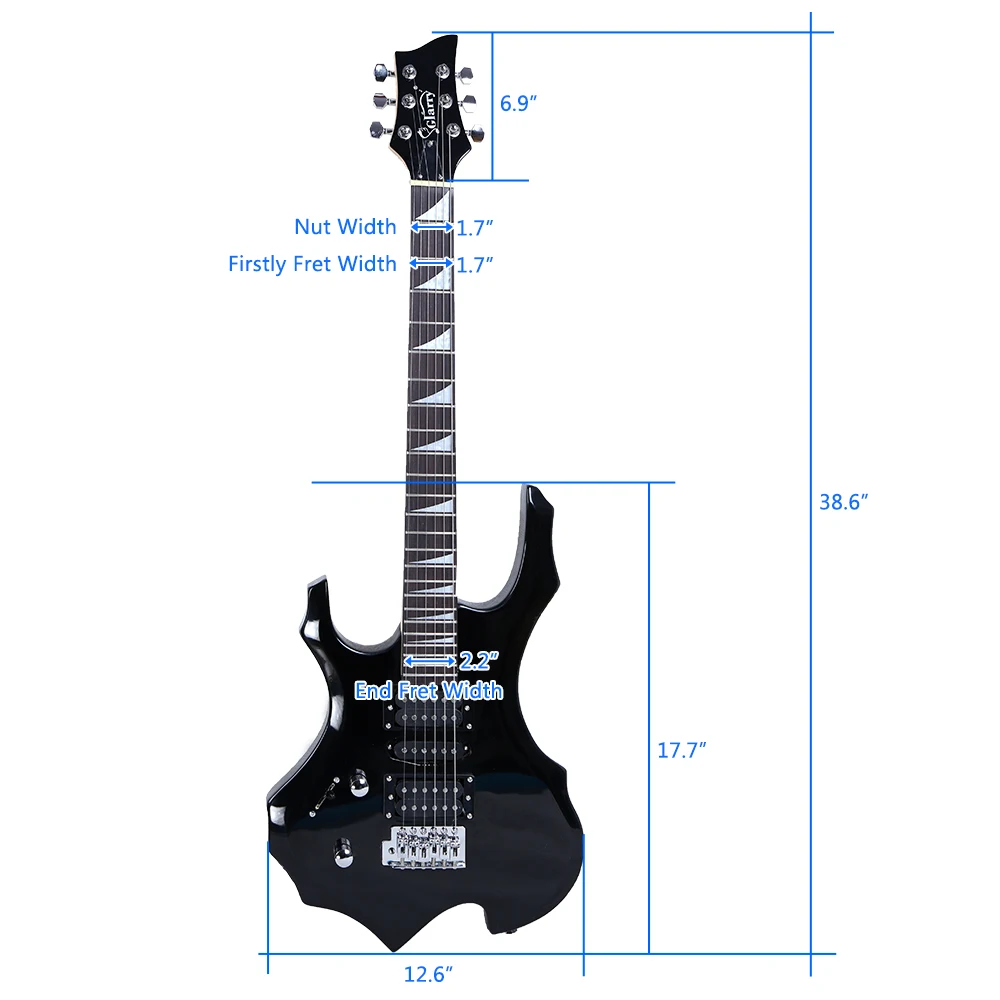 Flame Left Hand Electric Guitar HSH Pickup Electric Guitar With Pack Strap Picks Shake Cable Wrench Tool