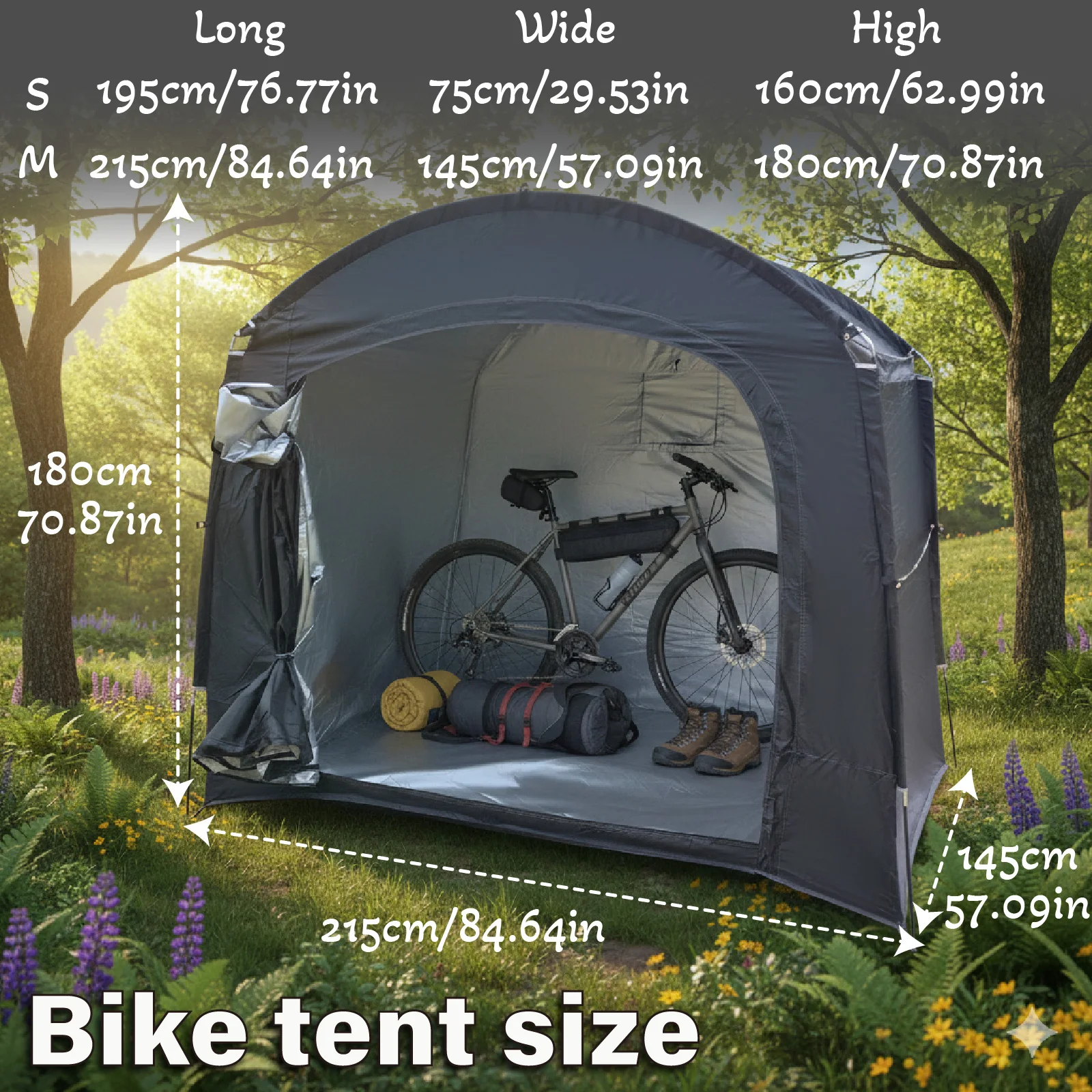 1 Pack Roomy Bicycle Storage Shed, Wide Opening Shelter for Bike Riders, Backyard Lawn Bike Storage Tent for Household Use