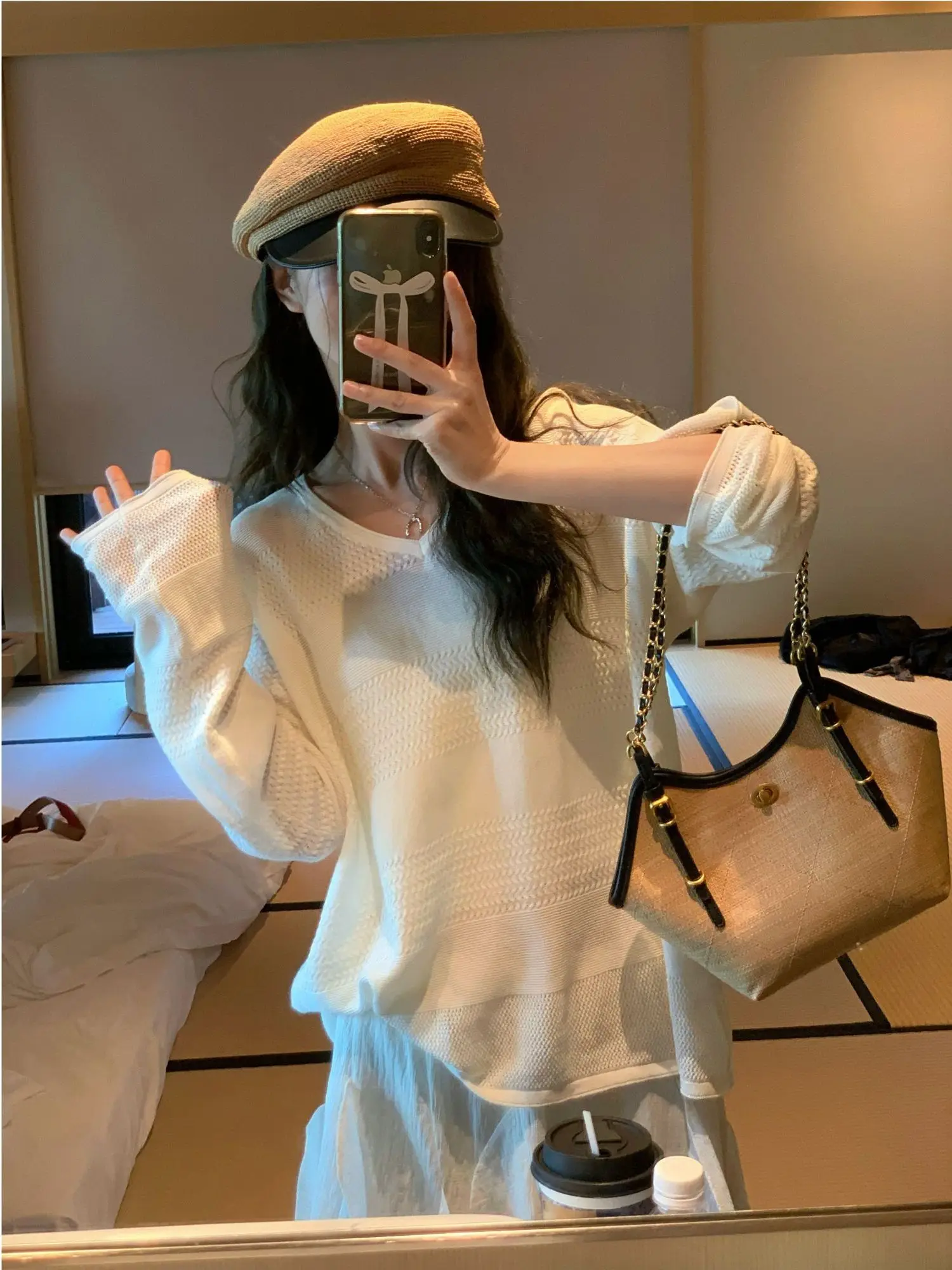 

Clouds Gift Women's Long Sleeve Base Shirt Summer Air Conditioning Loose Fit Casual Style round Neck Breathable Comfortable
