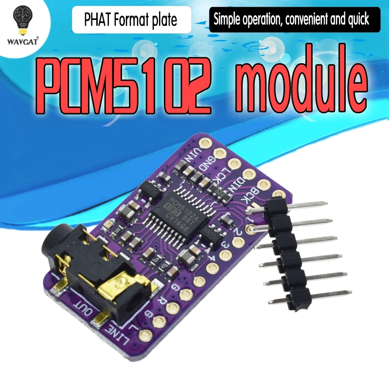 PCM5102A Interface I2S DAC Decoder GY-PCM5102 I2S Player Module For Raspberry Pi pHAT Format Board Digital PCM5102 Audio Board