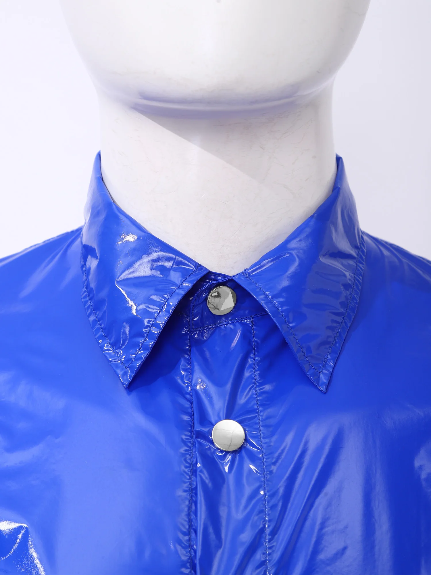 Mens Waterproof Shirts Raincoat Turn-Down Collar Short Sleeve Front Button T-shirts Wet Look Shirt Tops for Camping Fishing