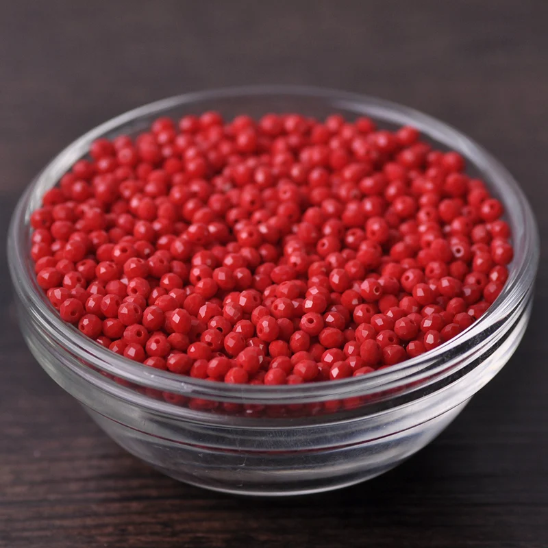 Rondelle Faceted Czech Crystal Glass Opaque Red Color 3mm 4mm 6mm 8mm 10mm 12mm 14mm  Loose Spacer Beads for Jewelry Making DIY