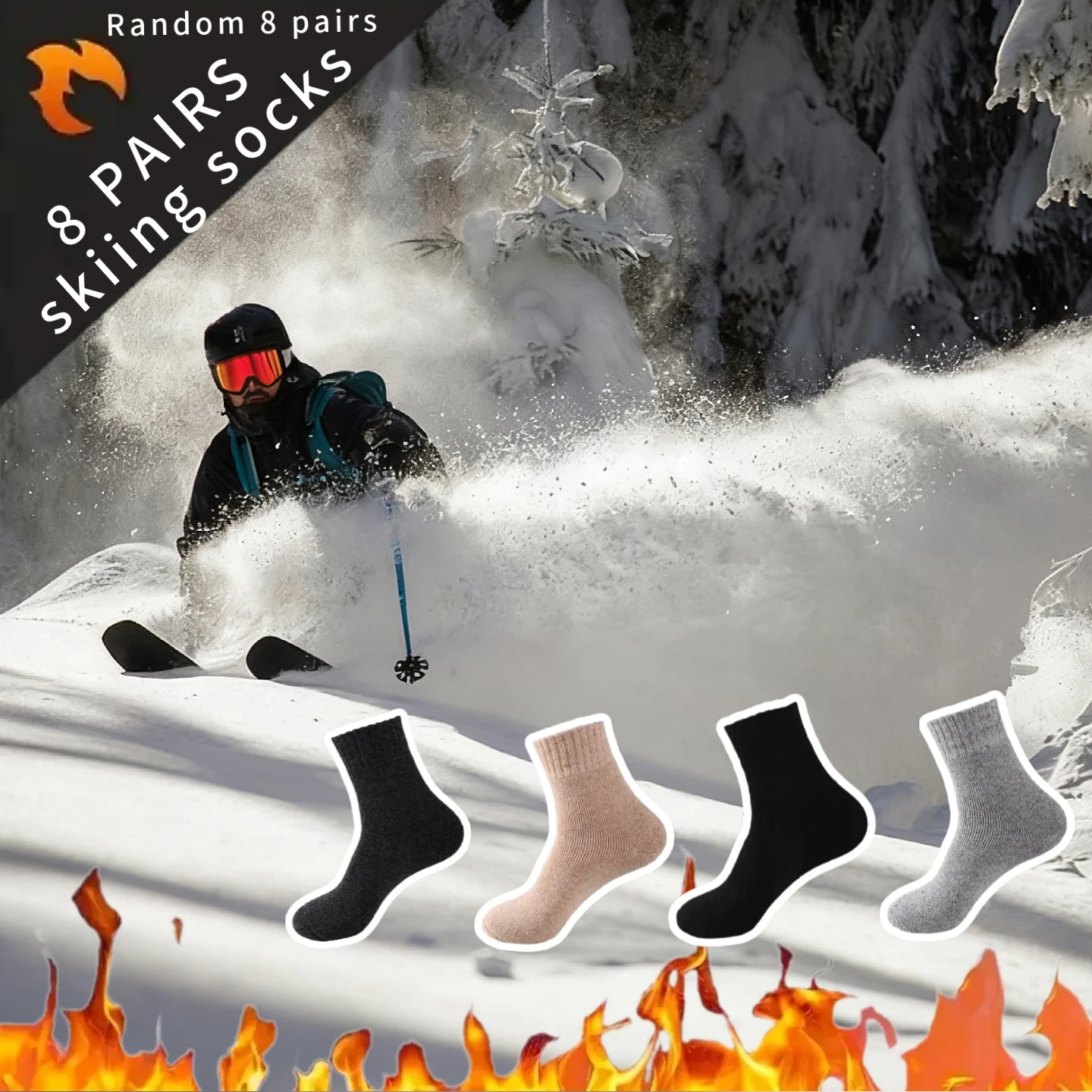 8/4/1 Double Winter Thick Warm Socks Men's Socks Women's Socks Solid Color Socks, Linen Cold proof Snow Socks