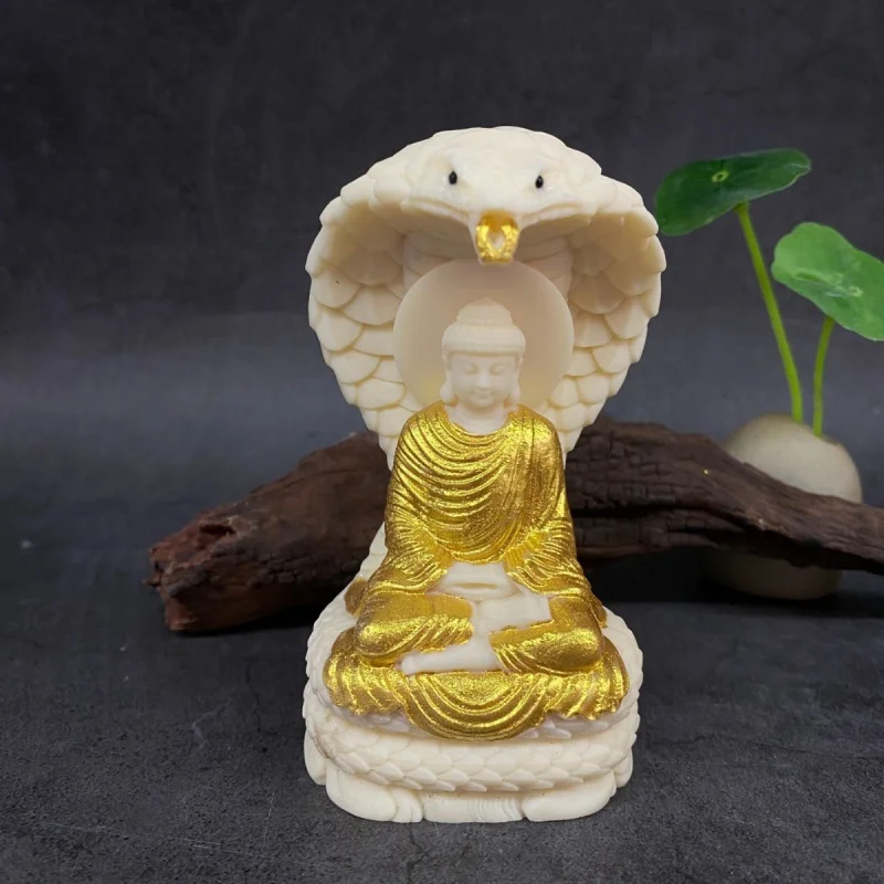 

Ivory Nut Carved Snake Buddha Ornaments12*7cmHome Living Room Desktop Office Crafts Decoration Factory Wholesale