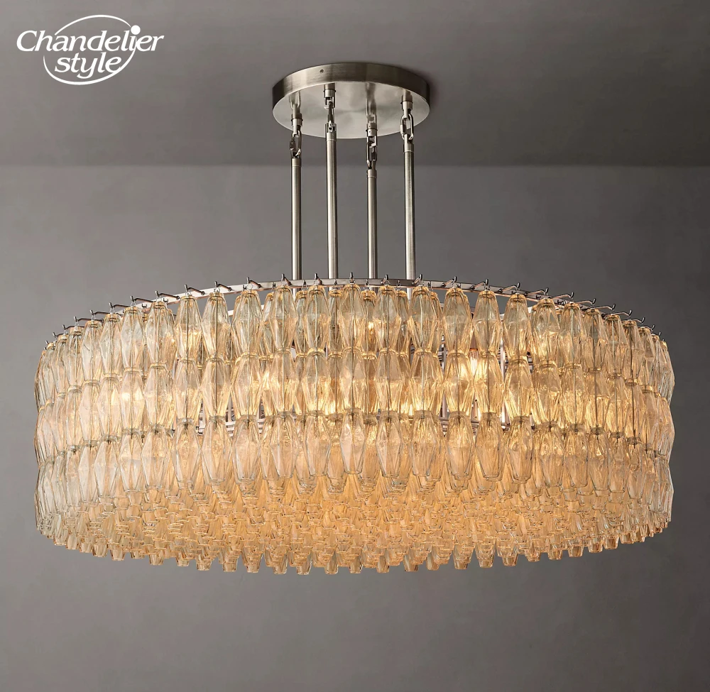 Modern LED Chiara Chandelier Clear Glass round Pendant Light Energy Efficient Lighting for Living Room Bedroom Dining Room