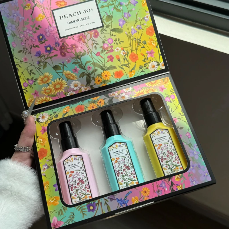 

3 шт., женская туалетная вода с цветочным принтом, подарочный набор, свежая французская гардения, жасминовый ароматный спрей, стойкий парфюм без спирта, 60 мл